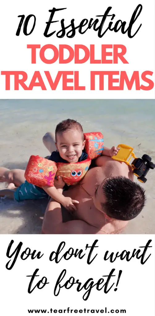 Toddler travel is tough. Everything is new and exciting and new and exciting until EVERYTHING IS AWFUL. Here is my list of toddler travel gear that will help you hack snacks, sleep, activities and more on your next trip with a toddler! #toddlertravel #travelwithtoddlers #toddlertraveltips #travelhacks #travelingwithtoddlers #toddlerairplane #traveltoysfortoddlers #toddlertravelessentials