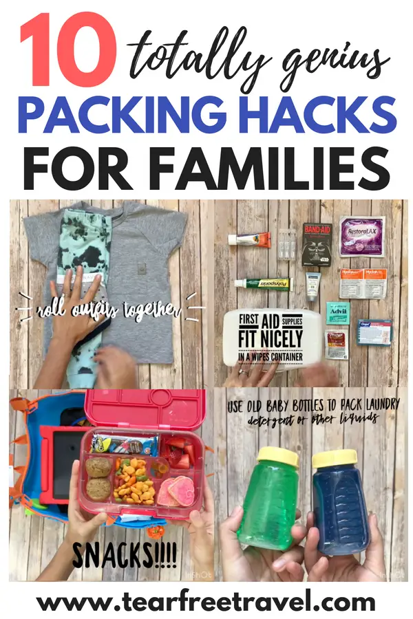 Looking for the best packing hacks? Check out my best tips for packing for travel with kids. These family friendly packing hacks will help you pack light and save space with kids. All the best packing tips for your carry on and your suitcase. The smart way to pack a kids suitcase and stay organized on vacation! Helpful tips and tricks for packing your suitcase like a pro! #packinghacks #packing