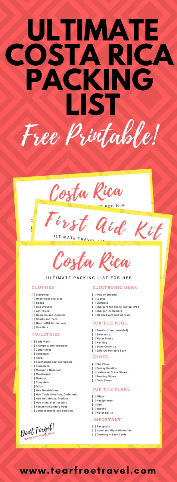 Are you planning a trip to Costa Rica? Check out my ultimate Costa Rica packing list here. If you are planning a Costa Rica vacation, I have the ultimate beach vacation packing list here. Lots of Costa Rica outfit inspiration. Included is a detailed toiletry packing list, travel first aid kit checklist and a packing list for her and a packing list for him. Everything you need for a great vacation to Costa Rica. #costarica #packinglist #travelpacking #vacation #beachvacation #outfitideas