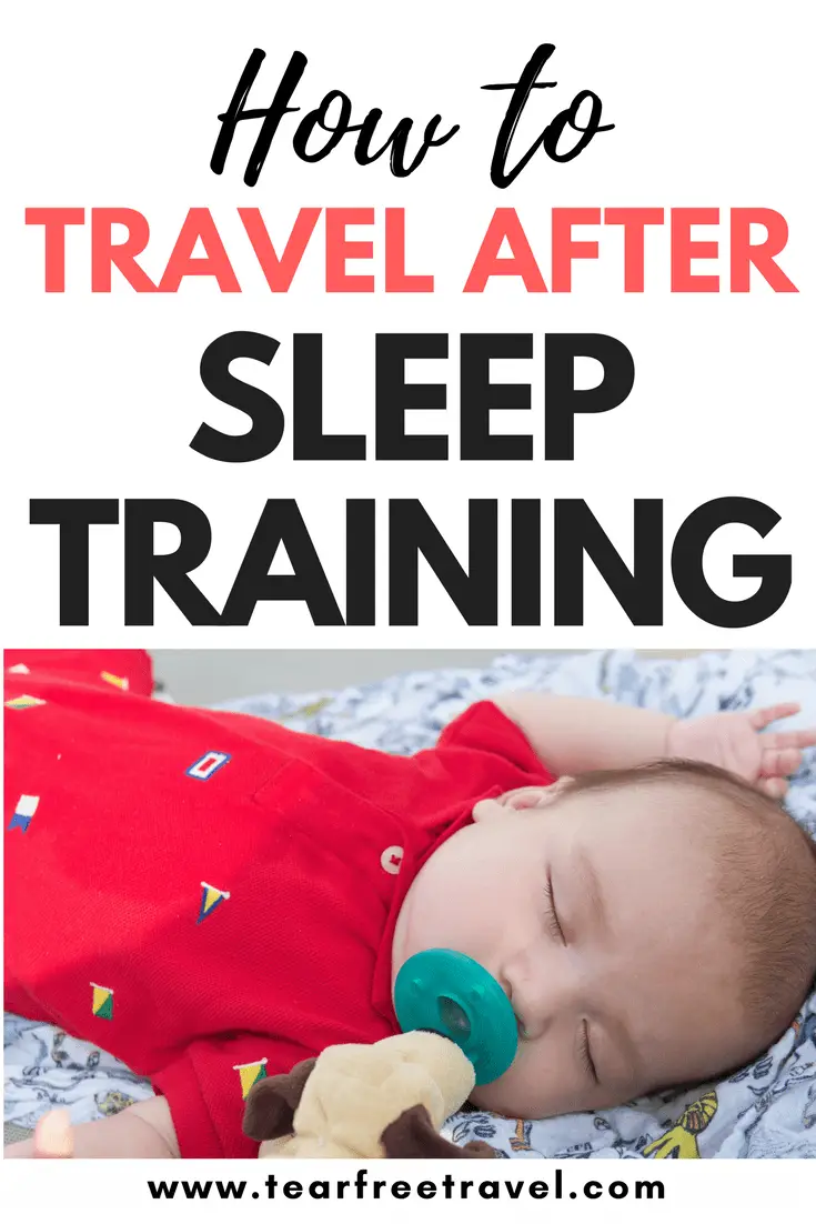 If you've recently gone through the stress of sleep training your baby or toddler, the last thing you want is to mess it up while away! Here are my tips for travel after sleep training. I have tips that will help with sleep training baby and sleep training toddler. I will go though my travel sleep training tricks. This is how I kept my sleep trained baby and sleep trained toddler sleeping well on vacation. Pin this for your next vacation with your little ones! #sleeptraining #sleep #babysleep