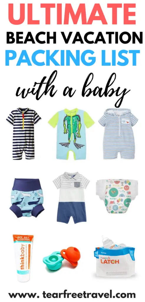 Looking for the ultimate baby travel list? I’ve got you covered with my packing for a baby vacation checklist! This list covers all the packing for baby travel to a beach destination. If you are taking your baby to the beach you will want these tips! This beach with baby COMPREHENSIVE list has got it al! I’ve also included a FREE pdf baby travel checklist. Pin for your next trip! #babytravellist #babytravelchecklist #babybeachtrip