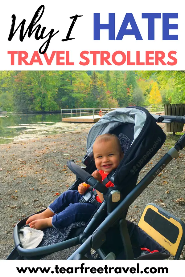 Are you looking for the best stroller for travel? Well look no further than your own house! For me, the best travel stroller is the full size stroller that you already have. Read my review to find out exactly why you probably don’t need a lightweight or compact stroller for travel. I’ll review the best double stroller and single stroller for travel. Lots of stroller ideas for your next trip! #babygear #travelstroller #stroller #travelwithkids