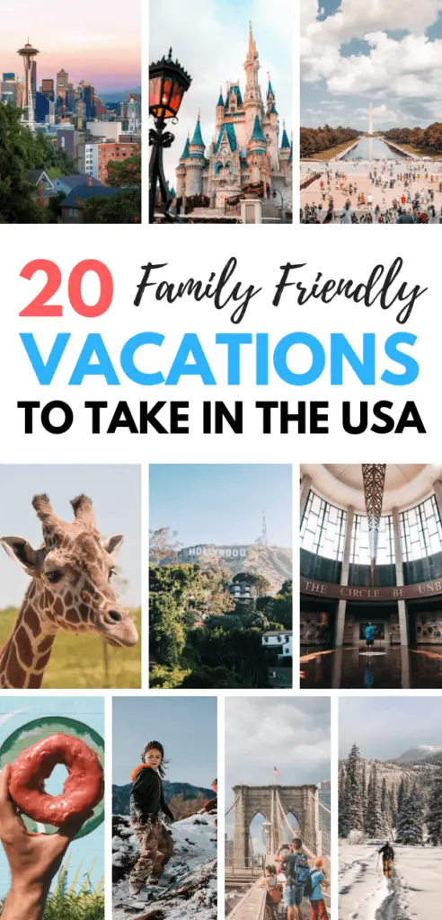 Planning a family vacation? Check out these awesome US family vacation destinations. We have something for everyone whether you like adventure, relaxation, activities or nature. These US family vacation spots are perfect for your next family trip. These kid-friendly US cities are the perfect spots for your next family adventure. Pin these vacation ideas for later! #vacation #familyvacation #vacationdestinations #travel #travelwithkids #usfamilyvacationdestinations