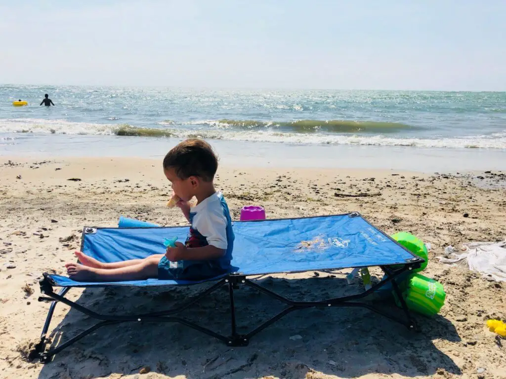 Regalo Portable Cot on the Beach