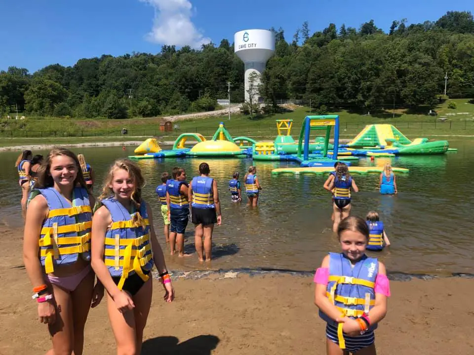 The Wibit inflatable floating obstacle course at Jellystone Park